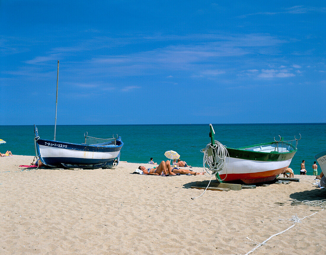 Beach Scene, Pineda De Mar, Costa Brava, Spain