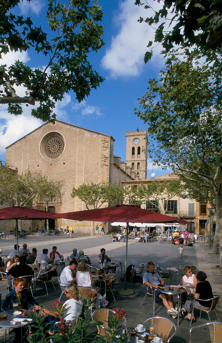 Cafe Scene, Main Square, Pollenca, Mallorca, Balearic Islands