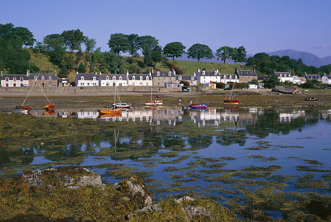 View of Village on Loch Carron, Plockton, Highland, UK, Scotland