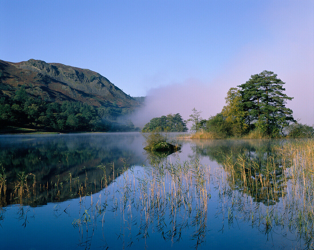 View of Lake with mist, Lake District, Cumbria, UK, England