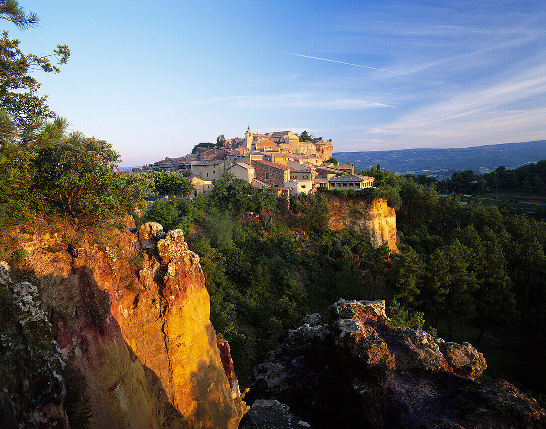 View of Clifftop Town, Roussillon, Provence, France