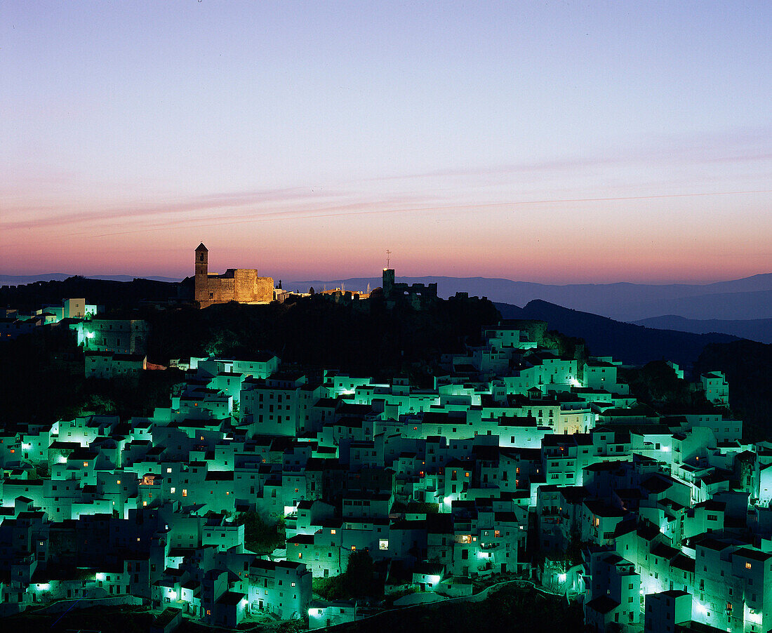 White Village at night, Casares, Andalucia, Spain