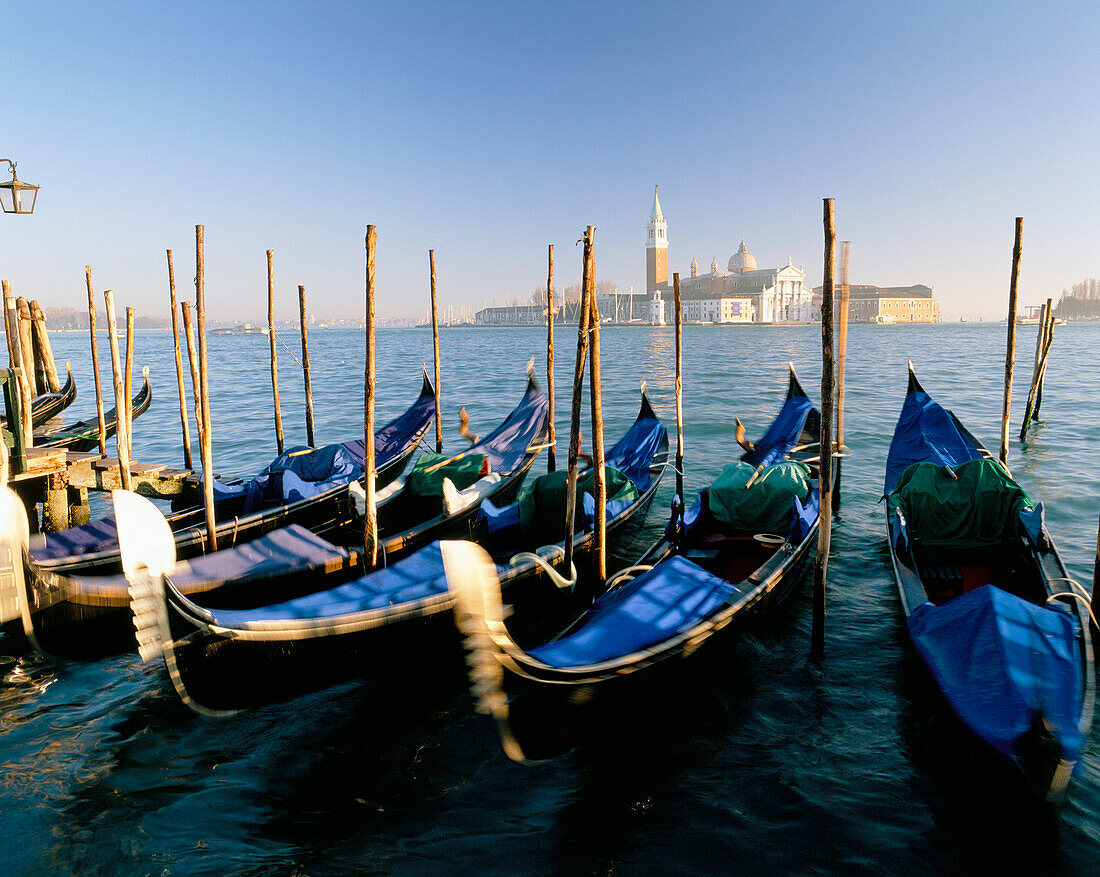 San Giorgio Maggiore & Gondolas, Venice, Veneto, Italy