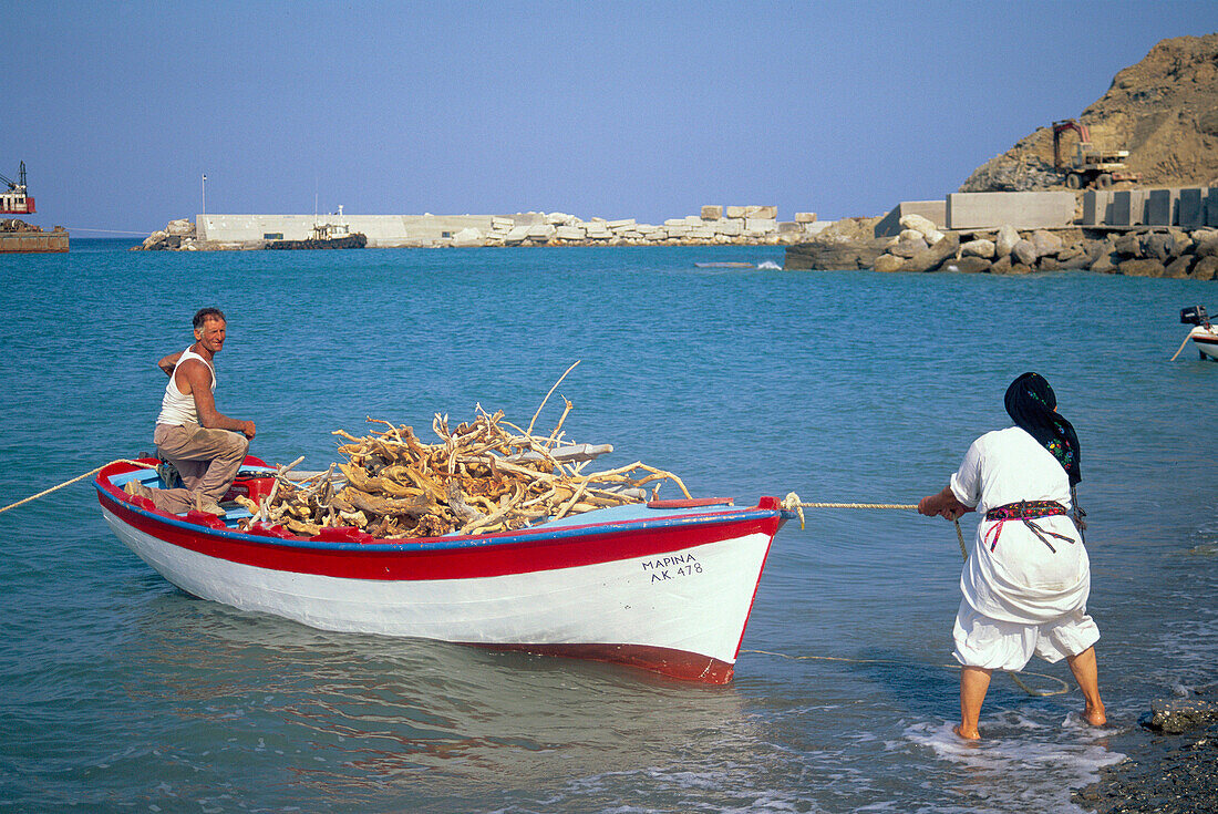 Unloading Driftwood, Dhiafani, Karpathos Island, Greek Islands