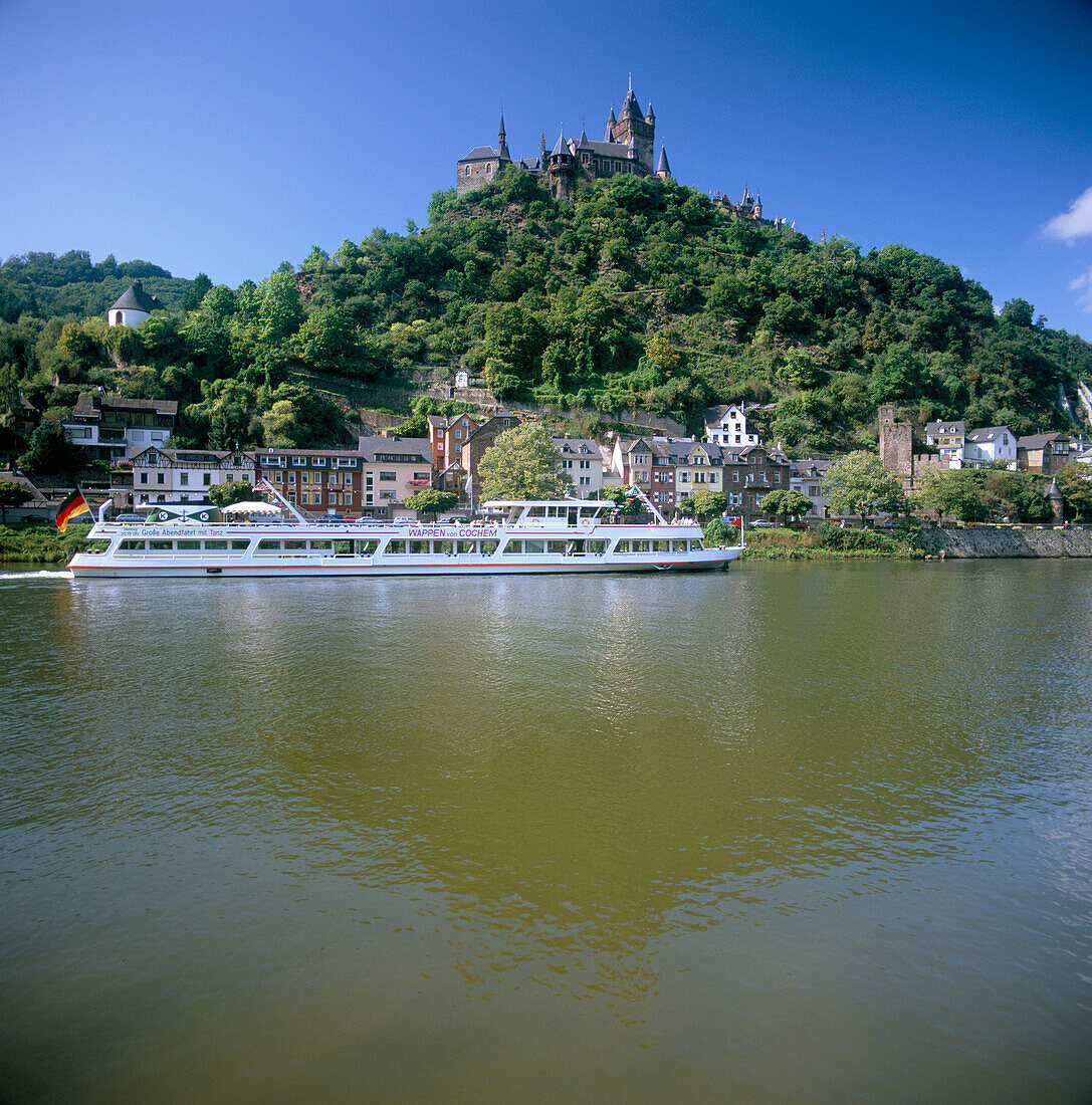 View of Town & Castle, Cochem (Mosel Valley), Rhineland-palatinate, Germany