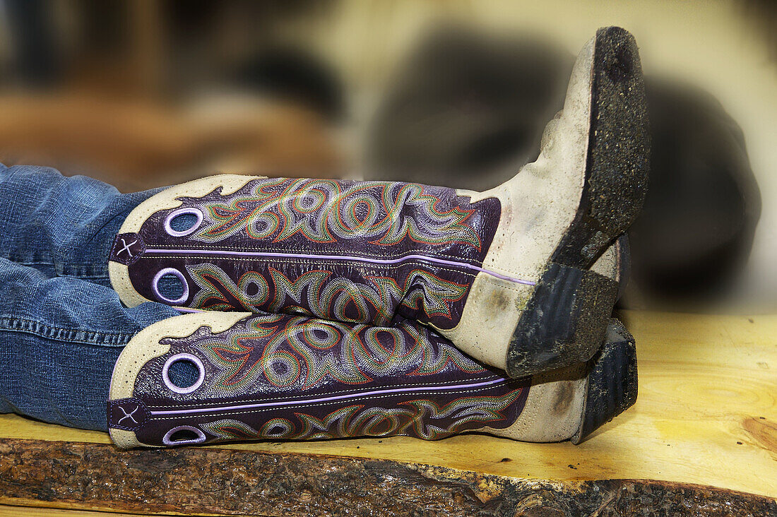 close up of a pair of fancy cowboy boots