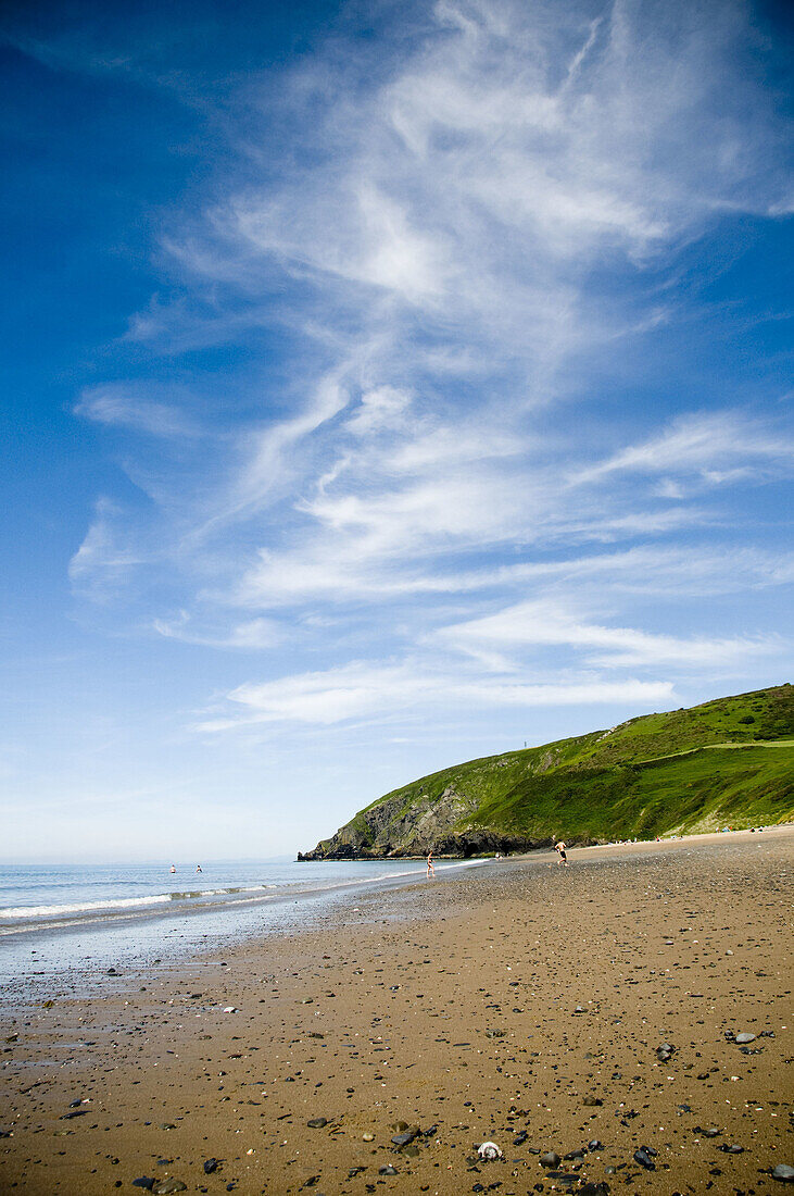 summer afternoon, Penbryn Beach _ a National Trust property _ on the Cardigan Bay coast, Wales UK