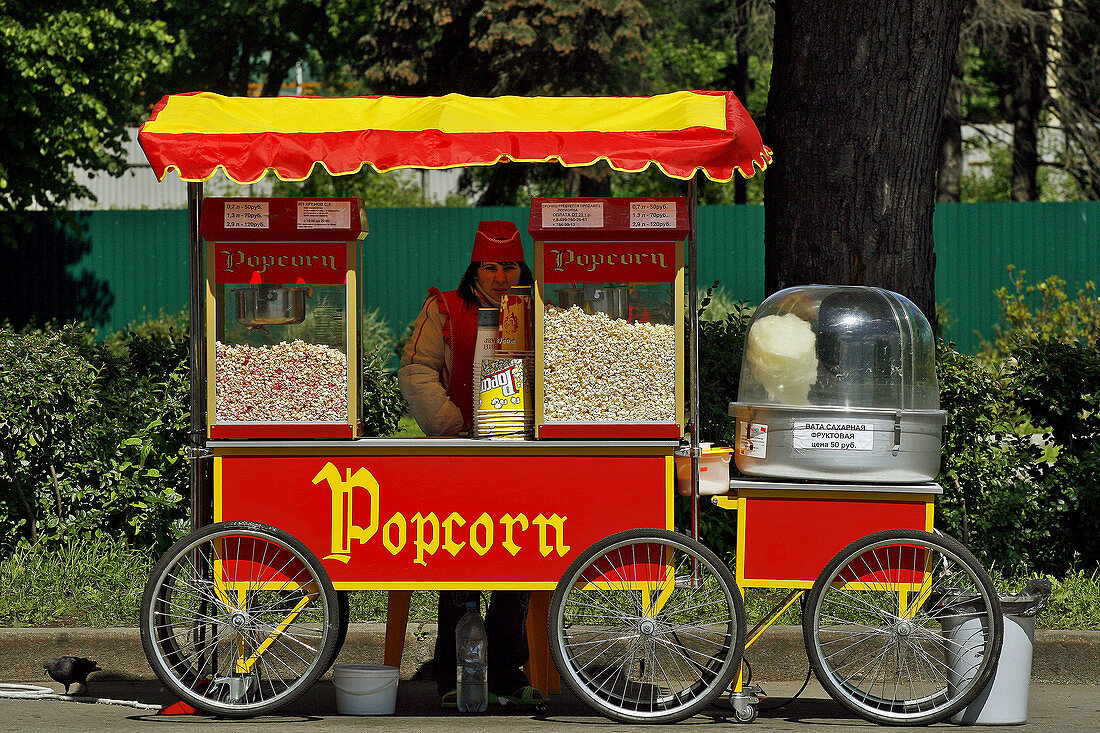 Popcorn stand. Moscow. Russia