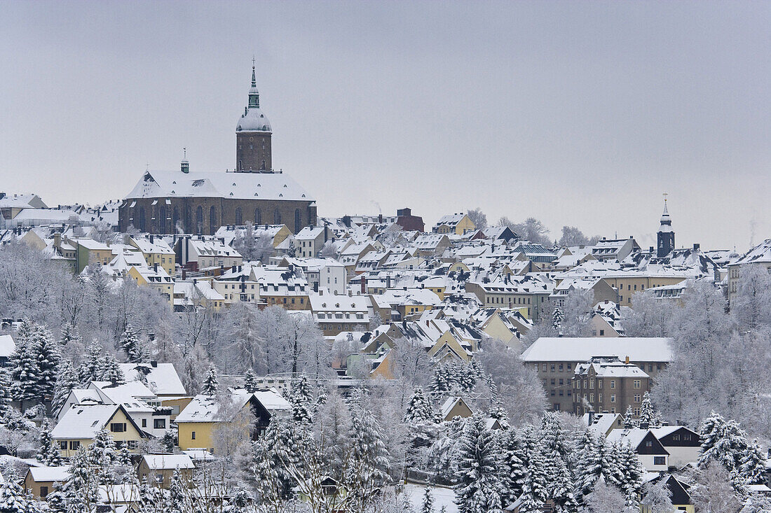 Stadtansicht mit St.-Annen-Kirche, Annaberg-Buchholz, Erzgebirge, Sachsen, Deutschland