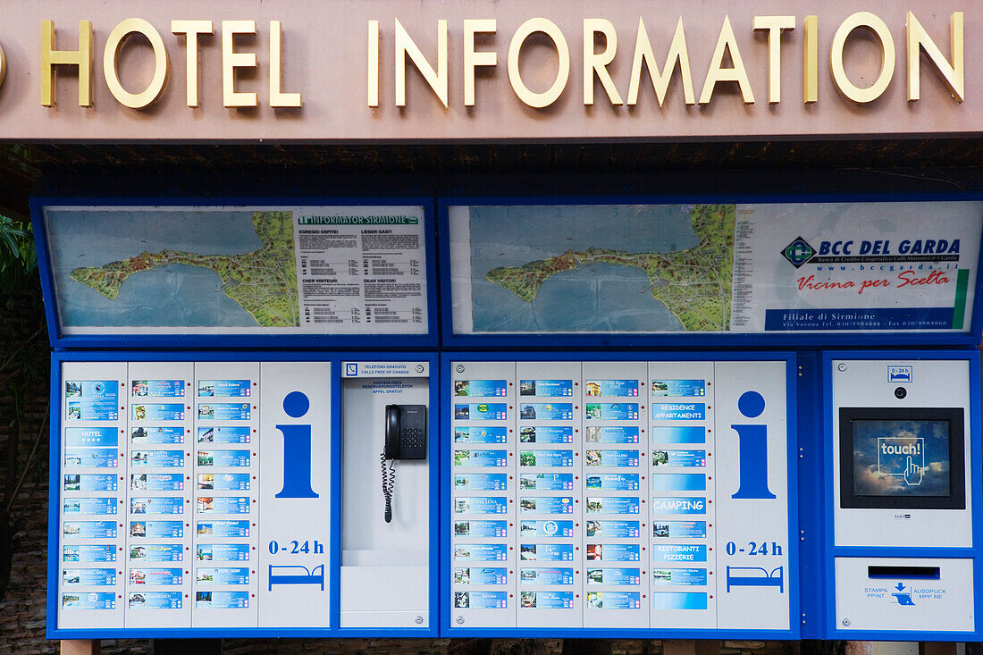 Automatisierte Hotelinformation, Sirmione, Gardasee, Provinz Brescia, Lombardei, Italien