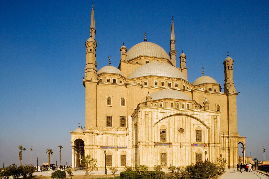 The mosque of Muhammad Ali at the citadel under blue sky, Cairo, Egypt, Africa