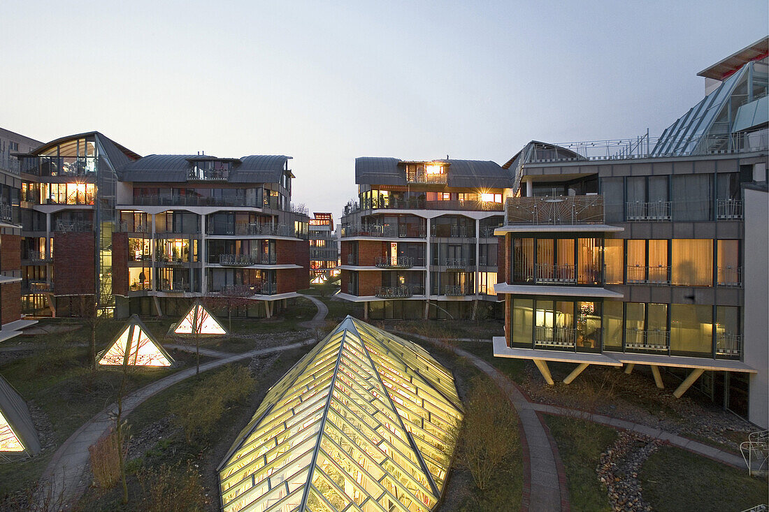 Residential buildings in the evening, Lichtenberg, Berlin, Germany