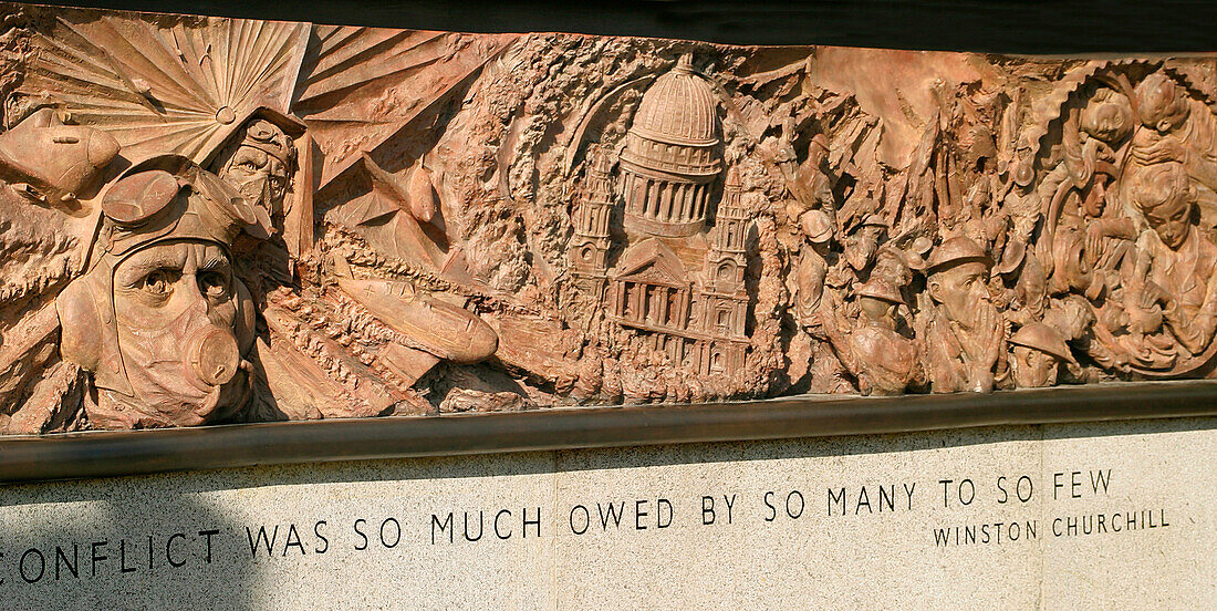 Battle of Britain memorial on Westminster embankment, London, UK, England