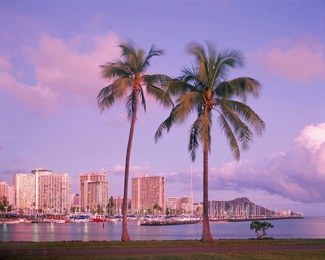 Ala Wai Harbour in Honolulu, Oahu Island, Hawaii, USA