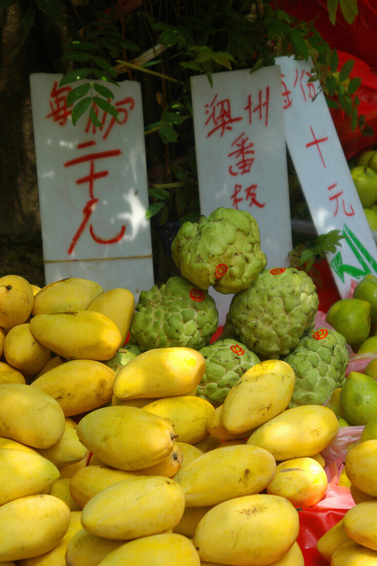 Close up of fruit in Central Market, Hong Kong Island, Hong Kong, China