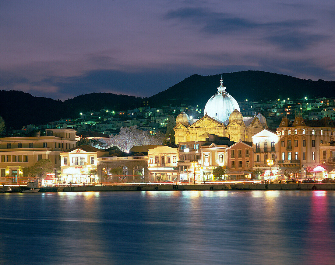 View of Town at Night, Mytilini Town, Lesbos Island, Greek Islands