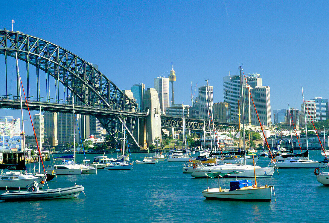 Harbour Bridge & North Sydney Suburb, Sydney, New South Wales, Australia