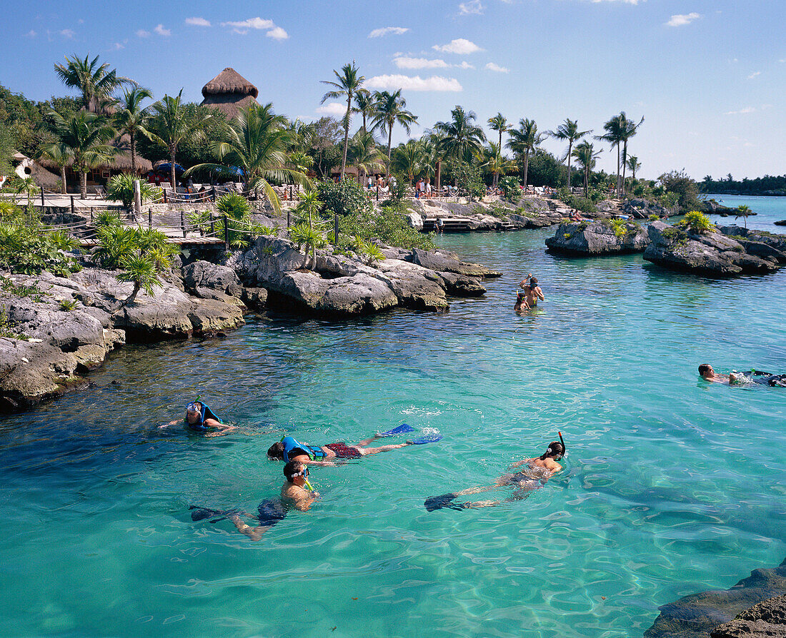 Swimmers in Lagoon, Xcaret, Quintana Roo, Mexico