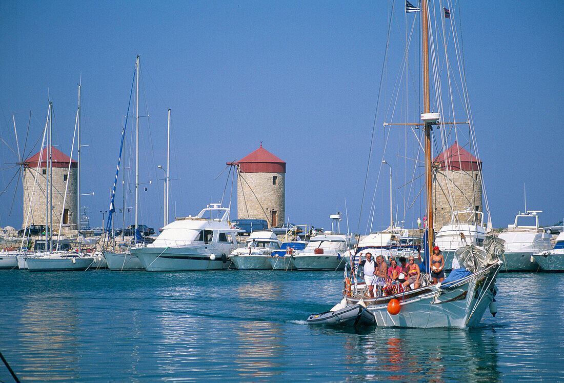 Mandraki Harbour & Windmills, Rhodes Old Town, Rhodes Island, Greek Islands