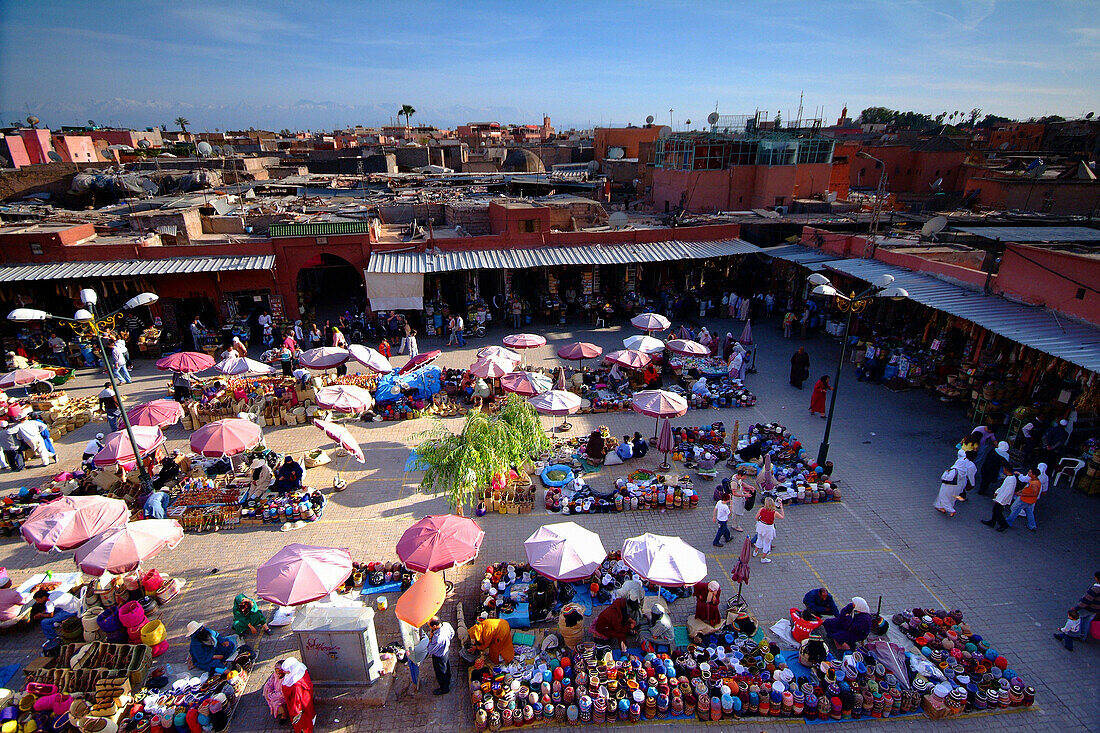 View of the Medina Souk, Marrakesh, Morocco