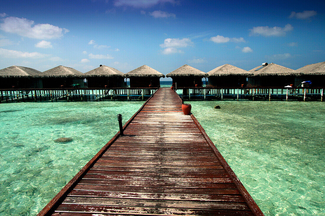 Jetty to water bungalows, General, The Maldives