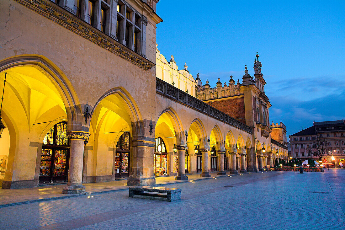 Cloth Hall at night, Krakow, Poland