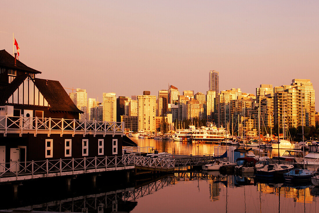 Skyline of Vancouver City at sunset, Canada, North America