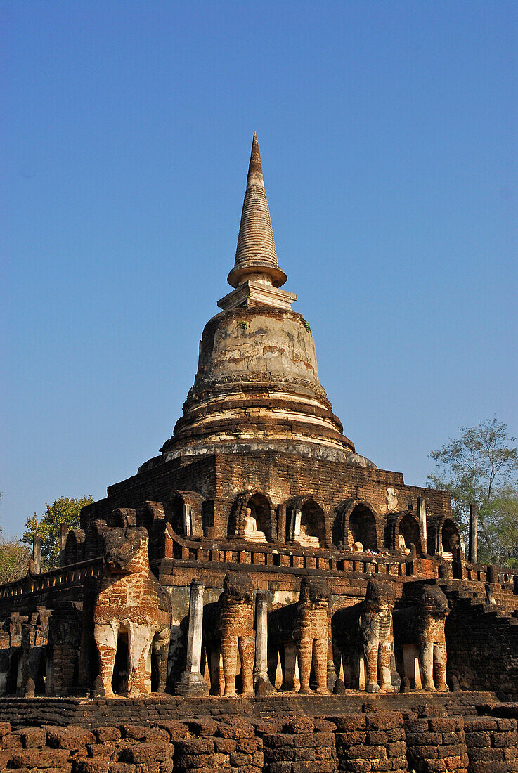 Wat Chang Lom, Si Satchanalai Chalieng Geschichtspark, Provinz Sukothai, Thailand, Asien