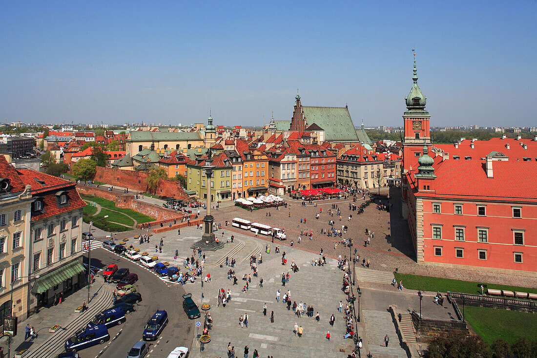 View of Zamkowy Place from Church of St Anne terrace, Warsaw, Poland