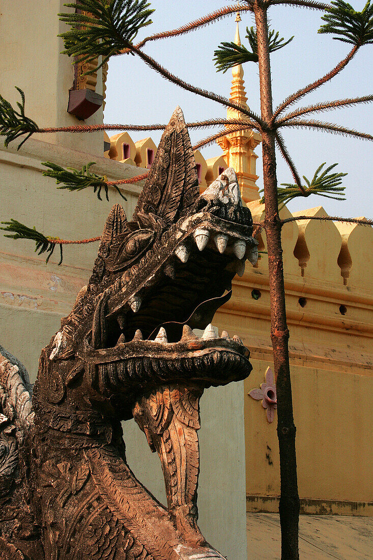 Naga serpent balustrade at Pha That Luang, Vientiane, Laos