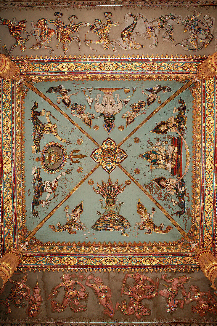 Ceiling detail at the Patuxai, Victory Gate, Vientiane, Laos