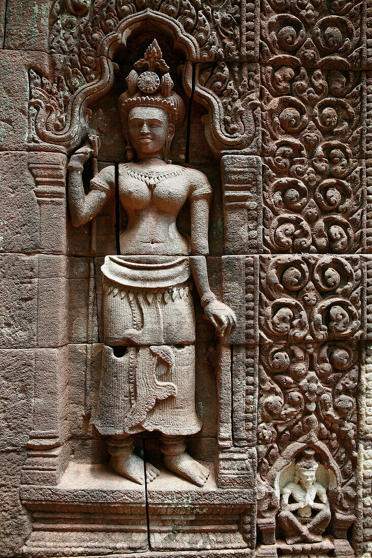 Apsara wall carving at Wat Phu, Champasak, Laos