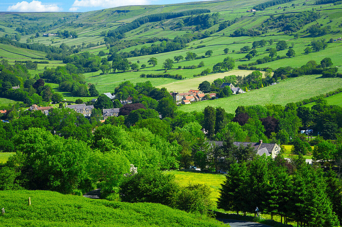 View over Rosedale from Rosedale Chimneys, Rosedale, Yorkshire, UK, England