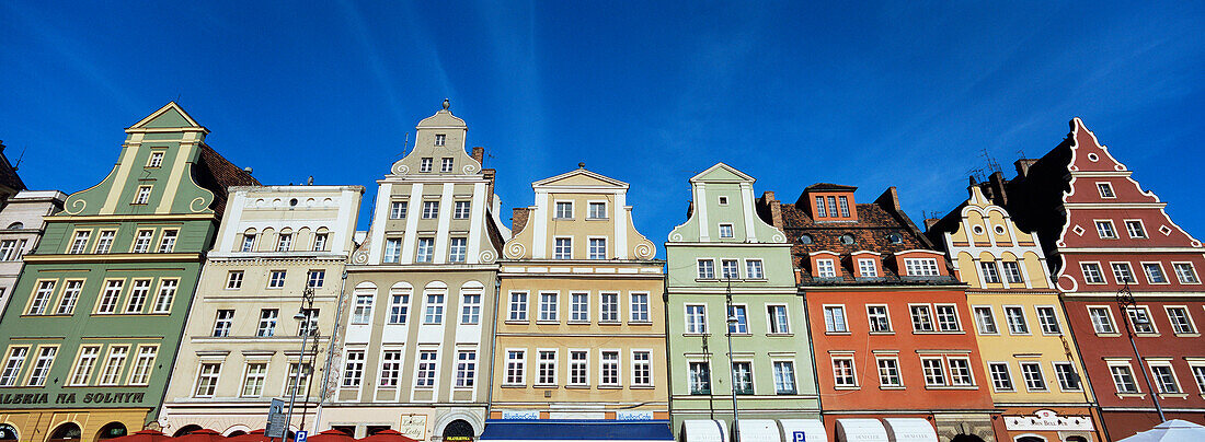 Buildings lining Plac Solny street, Wroclaw, Poland