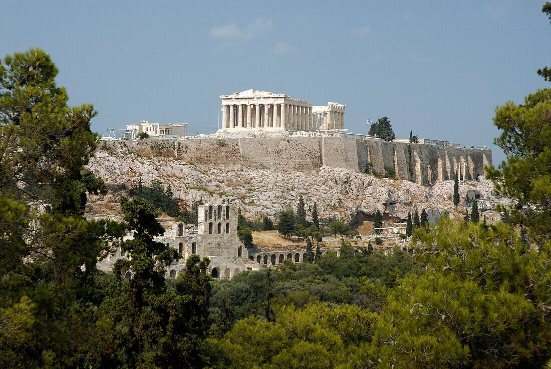 The Acropolis from Filopappos Hill, Athens, Attica, Greece