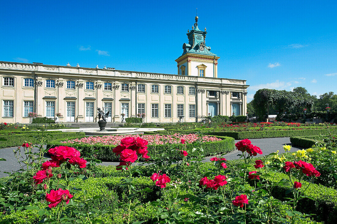 The Royal Palace in Wilanow, view from garden, Warsaw, Poland