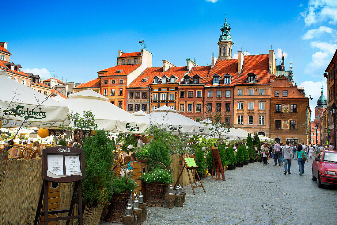 Street cafes in the Old Town Square, Warsaw, Poland