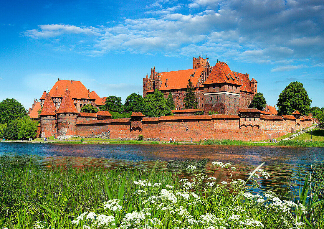 Castle Marienburg and River Nogat, Malbork, Poland