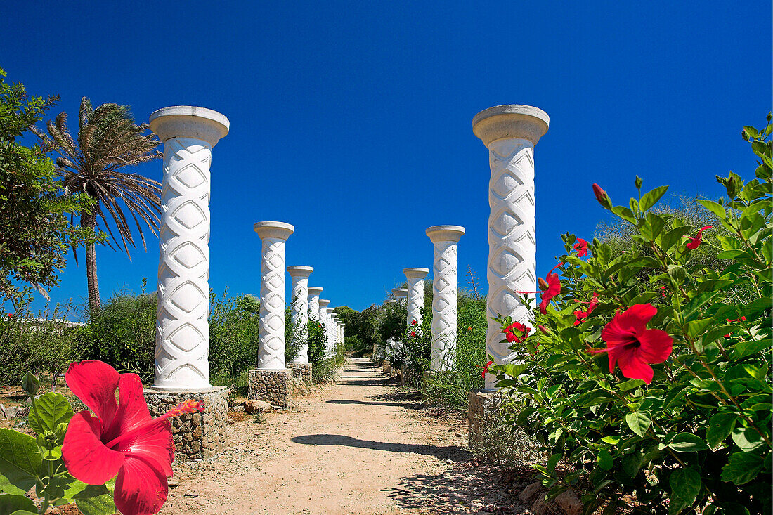 Garden with colonnade, Kalithea Bay, Rhodes Island, Greek Islands