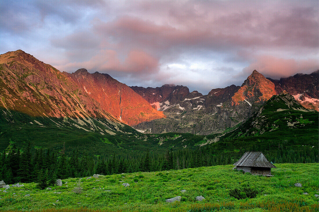 Sunset over Gasienicowa Valley, Tatra Mountains, Zakopane, Poland