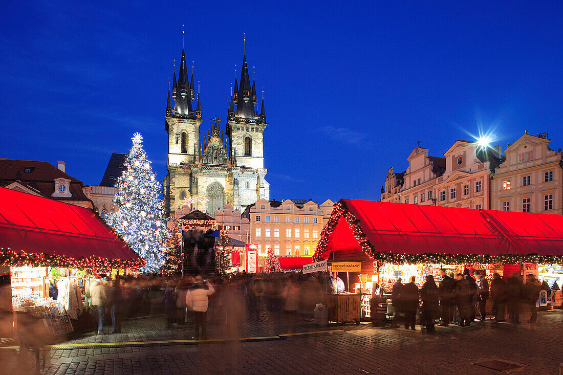 Old Town Square with Christmas Market, Prague, Czech. Republic