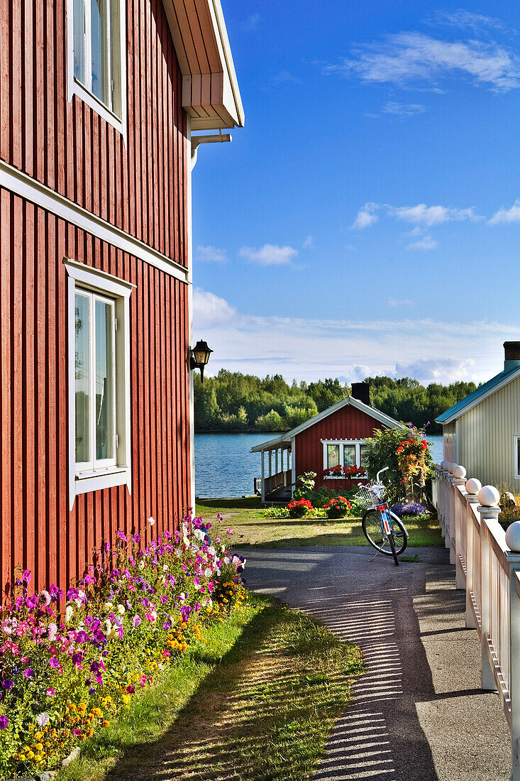 Red wooden house, Seskaro Island, Lapland, Sweden