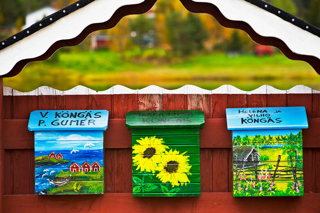 Colourful letter boxes, Kongas, Lapland, Finland