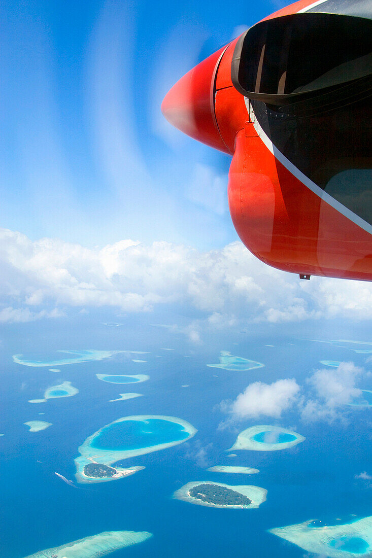 View of islands from air, General, The Maldives