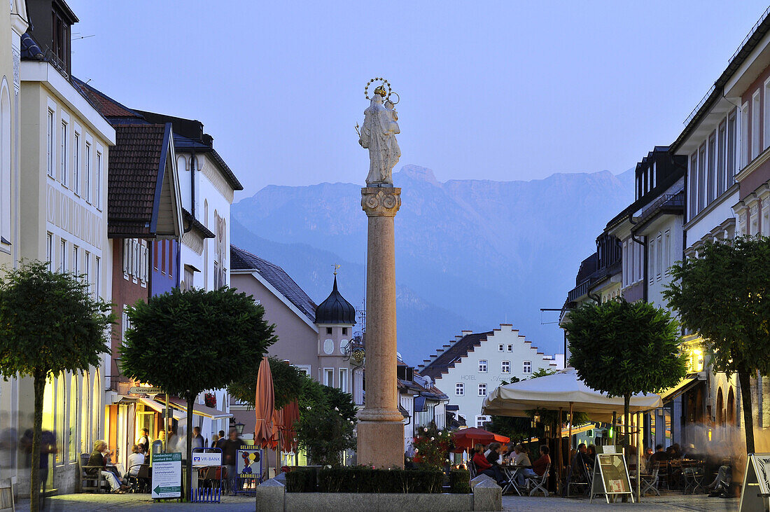 Marian and Holy Trinity columns, Untermarkt, Murnau, Bavaria, Germany