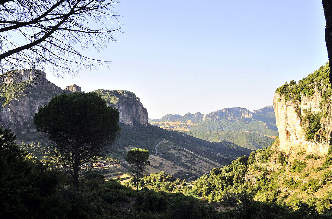 Landscape in the Gennargentu mountains in the sunlight, Sardinia, Italy, Europe