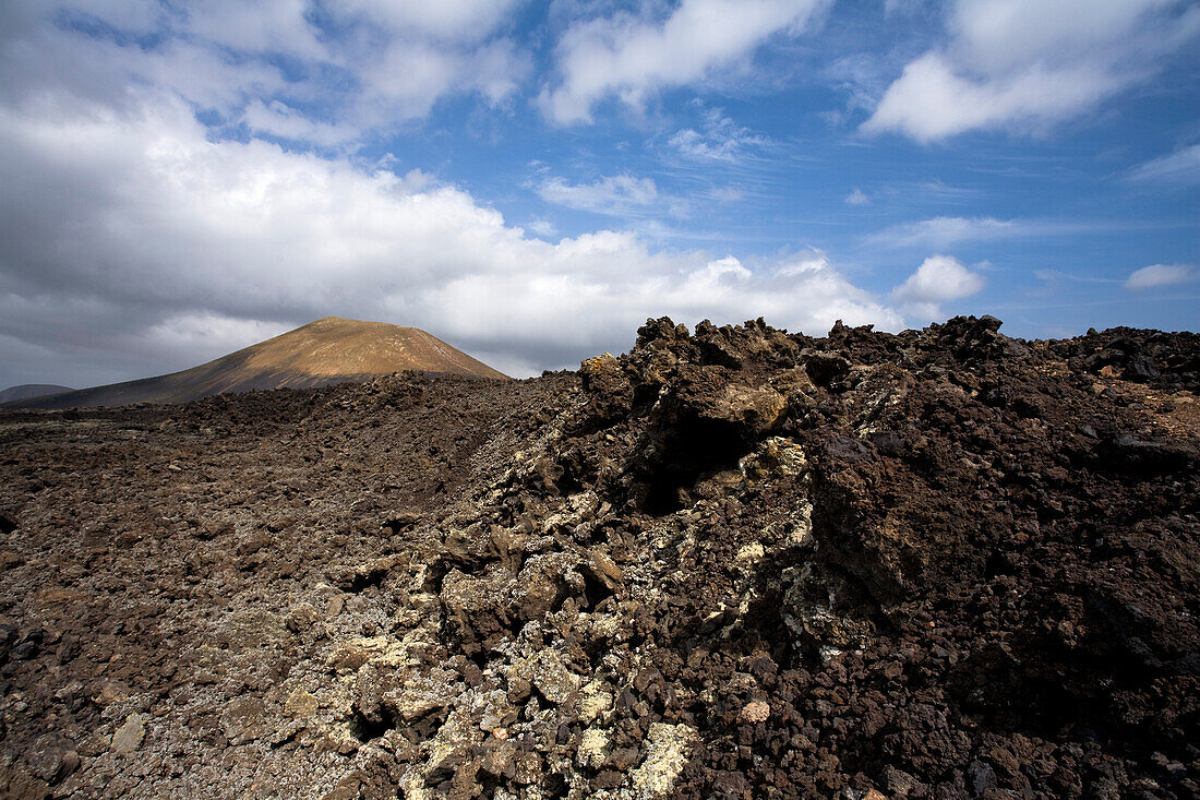 Volcanic landscape, Caldera Colorada, extinct volcano, near Masdache, UNESCO Biosphere Reserve, Lanzarote, Canary Islands, Spain, Europe