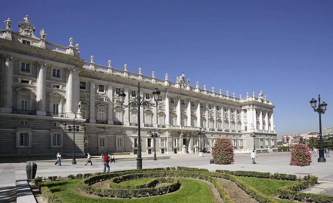 Spain,  Madrid,  Palacio Real,  the Royal Palace seen from Plaza de Oriente