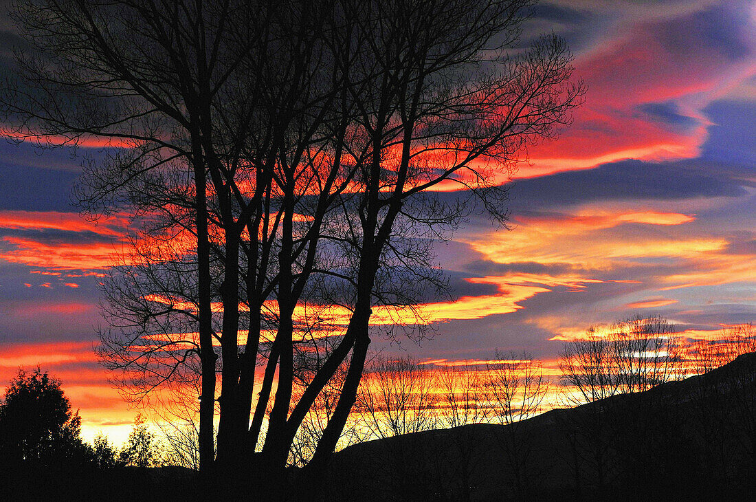 Sunset. Osseja,  Languedoc Roussillon,  Pyrenees Orientales,  France