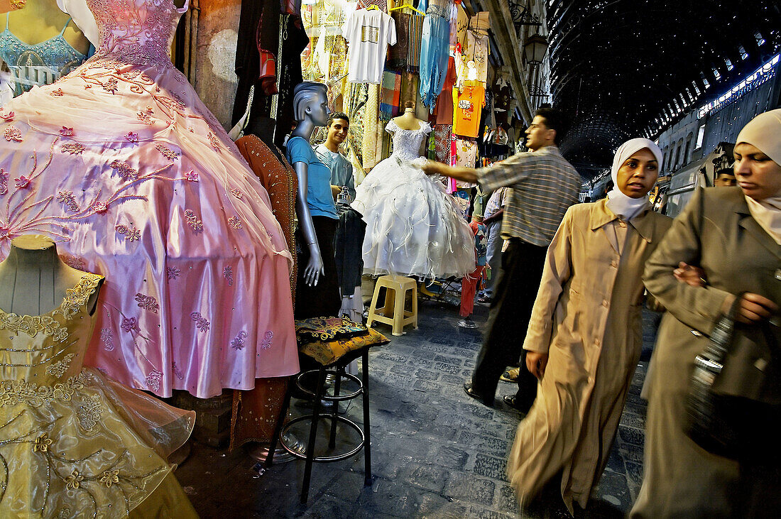 Women fashion shop,  souk al-Hamidiyya in old city,  Damascus,  Syria